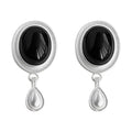 Oval Agate Stud Drop Earrings Silver Tone Pearl Teardrop view 5