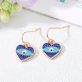 Gold Tone Enamel Heart and Hamsa Evil Eye Hook Earrings view 4