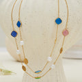 Cat Eye and Imitation Pearl Station Necklace in Ten Colorways view 3