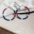 Tricolor Wrapped Hoop Earrings with Reflective Details view 4