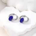 Silver Tone Textured Donut Stone Bead Hoop Earrings in Eight Colors view 8