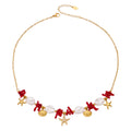Gold 316L Stainless Ocean Charm Pearl Layered Necklace Two Styles view 5