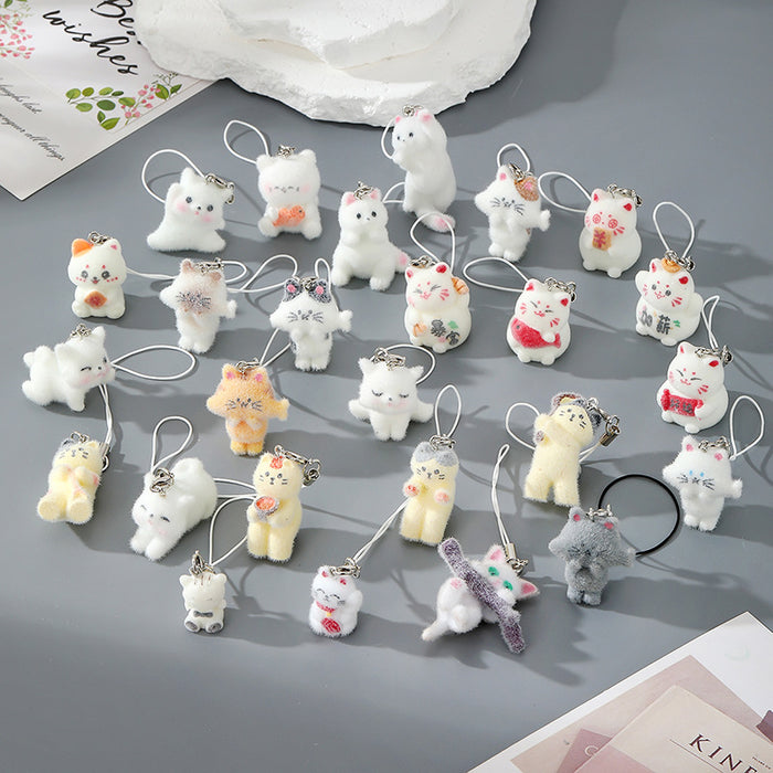 Flocked Resin Cat Phone Strap Charms Lobster 26 Styles