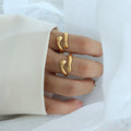 Embrace Hug Hands Motif Open Rings Gold Or Steel Tone view 4