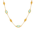 Gold Marquise Czech Glass Station Necklace Metal Bead Accents view 5