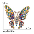 Colorful Openwork Crystal Butterfly Brooch in Purple Green and Yellow Multicolor view 5
