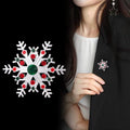 Red Silver Tone Snowflake Crystal Metal Brooch Pin view 5