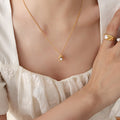 Gold Organic Wrap Pearl Pendant Necklace On Fine Chain view 4