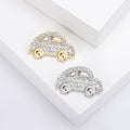 Crystal Pave Mini Car Brooch Gold Silver Rhinestone Pin view 1