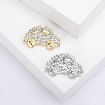 Crystal Pave Mini Car Brooch Gold Silver Rhinestone Pin