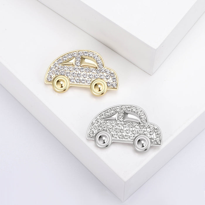 Crystal Pave Mini Car Brooch Gold Silver Rhinestone Pin