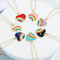 Gold Tone Rainbow Heart Pendant Necklaces in Seven Colors view 1