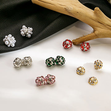 Magnetic Crystal Look Ball No Piercing Stud Earrings