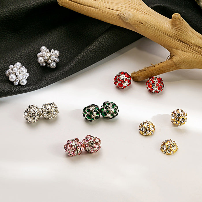 Magnetic Crystal Look Ball No Piercing Stud Earrings