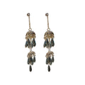 Pearl and Smoky Crystal Tiered Chandelier Earrings view 5
