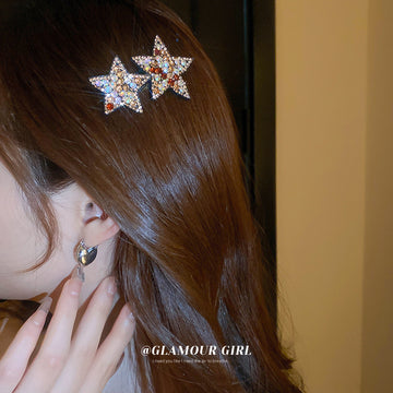 Crystal Star Hair Clips in Silver and Purple Hair Accessory