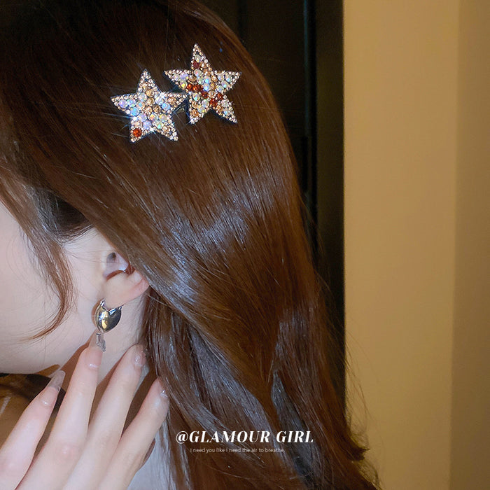 Crystal Star Hair Clips in Silver and Purple Hair Accessory