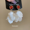 Green Crystal and Ivory Petal Cluster Drop Earrings view 4