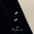 Mini Gold-Tone Bow Stud Earrings Clear Crystal Wings view 4