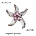 Crystal Starfish Flower Brooch Textured Silver Leaves Purple Blue view 6