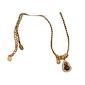 Gold Tone Gourd Pendant Necklace With Brown Stone Pendant Jewelry view 5