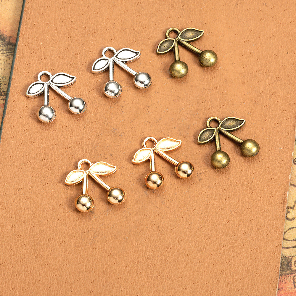 Mini Cherry Alloy Charm Pendant 16x14mm