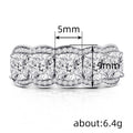 Silver-Tone Five Cushion Cubic Zirconia Brass Band Ring, Sizes 6-10 view 4