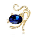 Blue Gold Tone Cat Crystal Two Designs Metal Brooch Pin view 7