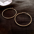 Slim Metal Round Hoop Earrings in Gold and Silver Tones view 8