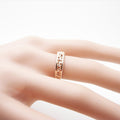 Rose Gold Tone Openwork Wide Band Ring With Clear Stones view 4