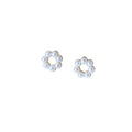 Mini White Pearl Open Circle Gold-Tone Stud Earrings view 5