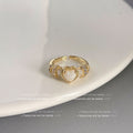 Gold-Tone Open Adjustable Heart Bow CZ Fashion Rings Set view 9