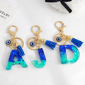 Ombre Glitter Resin Letter Keychain With Evil Eye Charm view 1