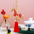 Crystal Coin Horse Tassel Keychains in Four Colors plus Assorted view 1