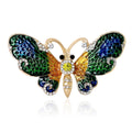 Enamel Butterfly Brooch Green or Blue Purple Rhinestones view 1