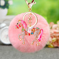 Crystal Horse Keychains with Faux Fur Pompoms in Twenty Two Options view 12