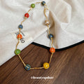 Multicolor Ceramic-Look Bead Wavy Gold Wire Choker Necklace view 4
