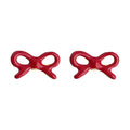 Mini Red Enamel Bow Knot Stud Earrings Gold-Tone Posts view 5