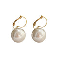 Oversized Pearl Drop Leverback Earrings in Gold Tone view 5