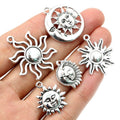 Silver Tone Sun and Crescent Moon Face Pendant Charms view 5