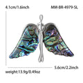 Abalone Shell Angel Wing Brooch with Detailed Metal-tone Finish view 6