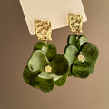 Translucent Flower Gold Square Statement Drop Earrings view 1
