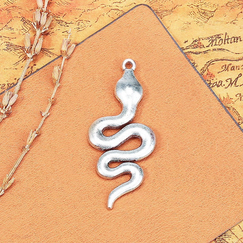 Coiled Snake Alloy Charm Pendant 49x21mm