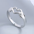 Finger Heart Gesture Open Adjustable Band Ring Two Tones view 1