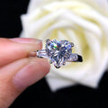 Heart Cut Crystal Ring with Baguette Side Stones with Clear Crystal Details view 3