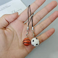 Basketball and Soccer Ball Phone Strap Charms in Silver Tone view 2