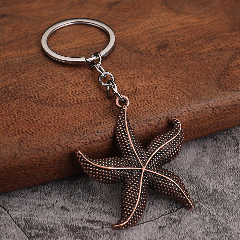 Large Starfish Metal Keychain Travel Souvenir Gift Pendant