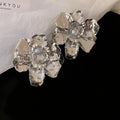 Layered Metal Flower Statement Stud Earrings in Two Finishes view 7
