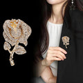 Gold Tone Rose Crystal Metal Brooch Pin for Jackets and Lapels view 3