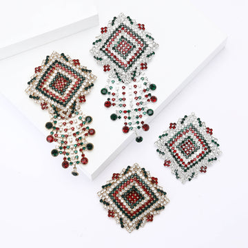 Diamond Shape Rhinestone Brooch Gold Silver Multicolor